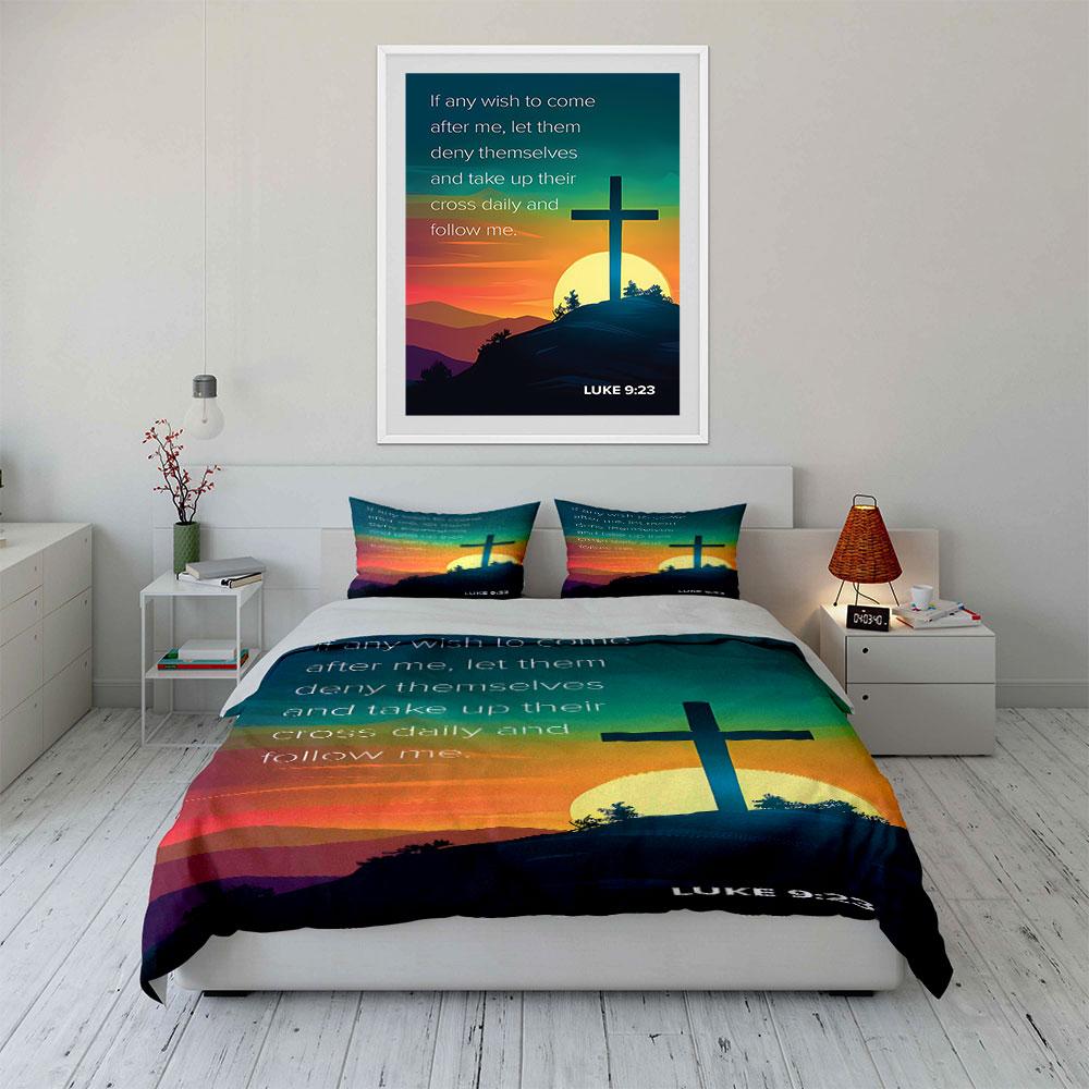 Cross and sunset design. Bedding sets Duvet cover sets Duvet covers Pillowcases(1*Duvet Cover 2*Pillowcases without duvet insert)