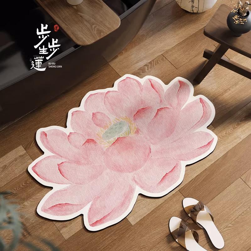 Bathroom Floor Mat Absorbent Quick Drying Foot Mat Shaped Bathroom Door Wear-resistant Carpet