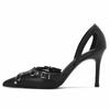 Gothic Pointed Toe High Heels Women, Buckle Strap Rivet Pumps, Sexy Office Party Footwear