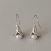 Shi Jia Light Milk White Pearl Earrings: S925 Silver Studs for Women - High-End, Versatile, Niche Design