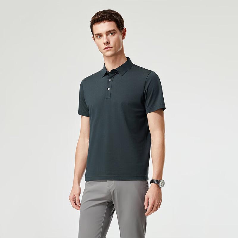 YOUNGOR Men's Soft Comfort Lapel Short Sleeve Polo Shirt