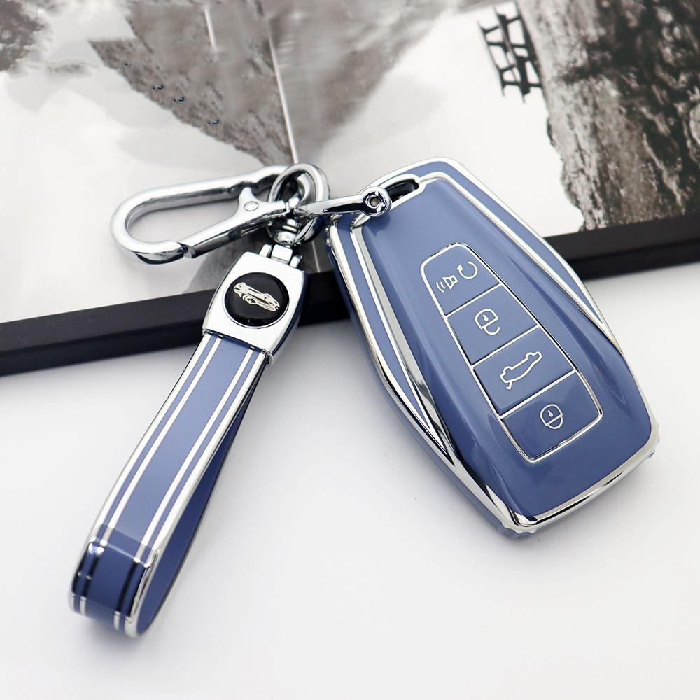 Silver Edge TPU Keyless Protector Auto Shell Fob Holder for Geely Emgrand Global Hawk GX7 Coolray 2024 X6 Car Key Case Cover