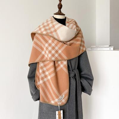 Winter Schal im koreanischen Stil Doppelseitiger karierter Schal Halswärmer Zweifarbige Linien Großhandel Unisex Weich Warm