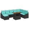 Garden Dining Set with Cushions 9 Pcs Black and Teal
