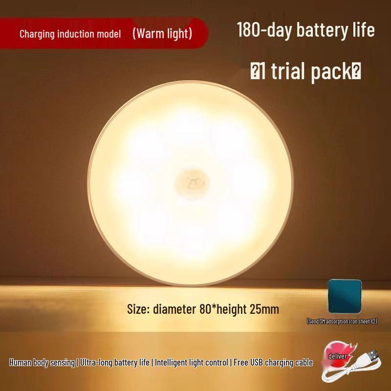 

Датчик ночного освещения: Перезаряжаемое освещение для спальни, ванной комнаты и лестницы In Stock