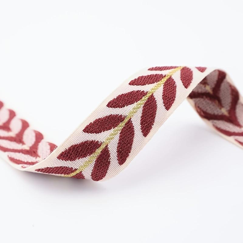 Embroidered Leaf Embroidered Trim Ribbon Satin - Multi-Color Options Decorative Ribbon Fabric 0.91 Meter Pack for DIY Sewing Craft