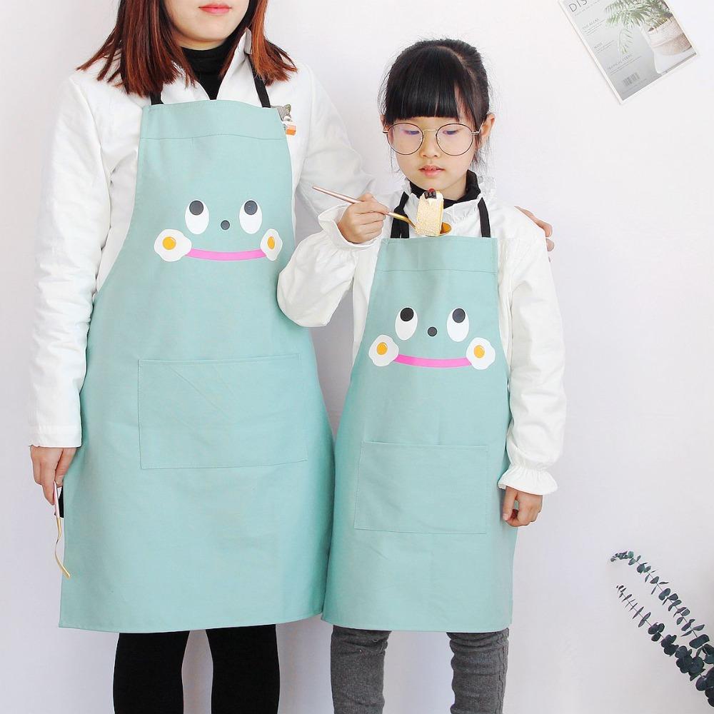 

Cartoon Shoulder Strap Apron Adjustable Cleaning Clothes Front Pocket Child Apron Restaurants