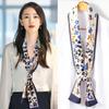 Long small silk scarf spring and summer new with shirt streamer multi-functional belt hair tie high-end printed scarf
