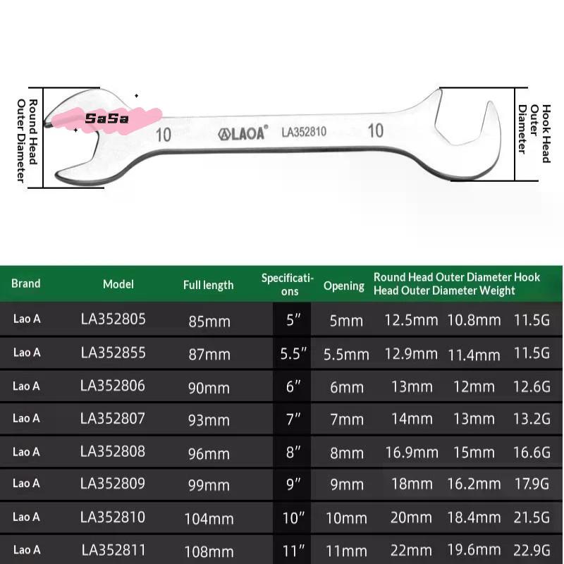 S-1/8/10Pcs Mini Thin Stainless Steel Double Open-end Wrench 5-11mm Dual-purpose Wrench For Repair Hand Tool Accessory