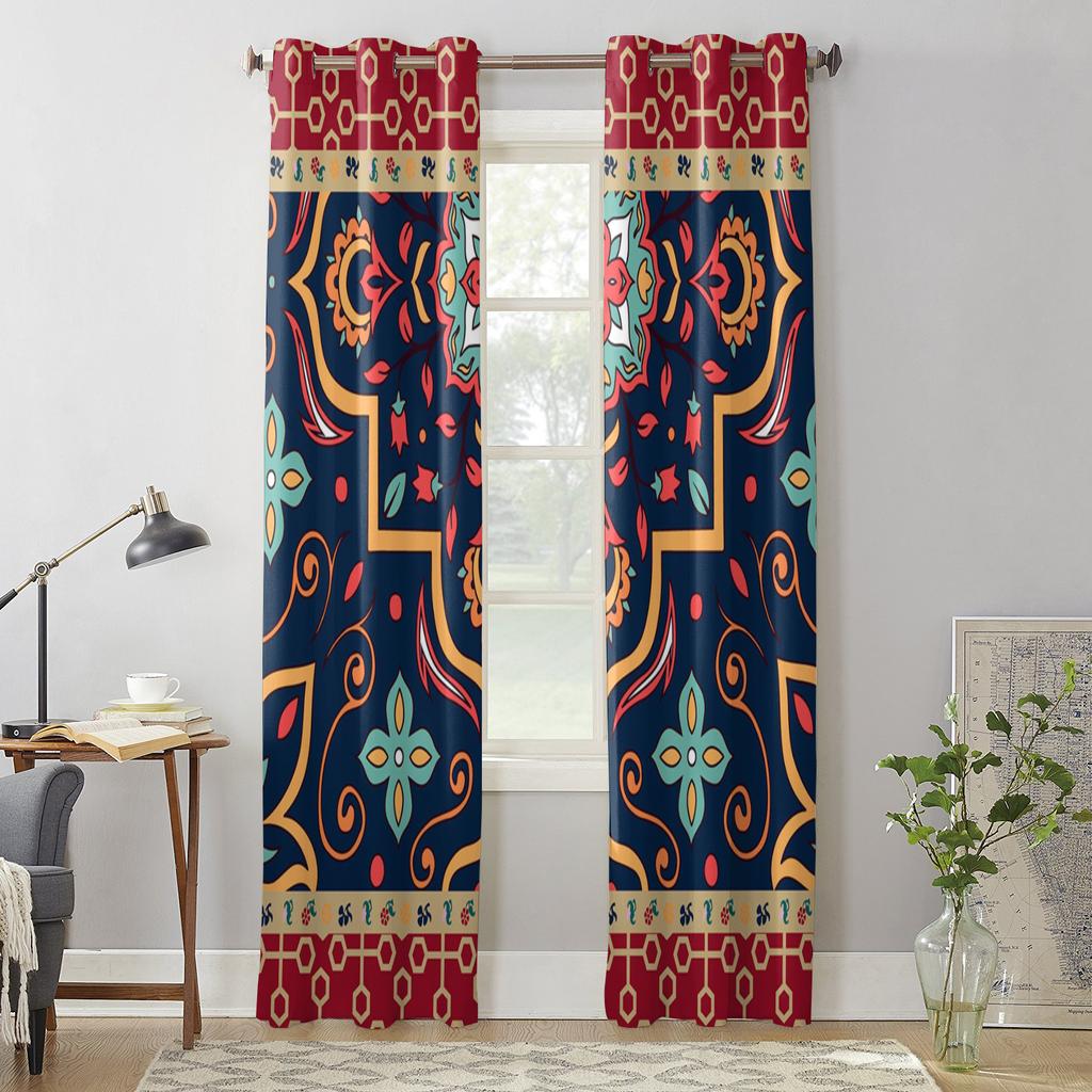 Türkisches persisches Muster Retro-Fenstervorhänge für Wohnzimmer Schlafzimmer Vorhang Moderne Küche Jalousien Vorhänge Vorhänge