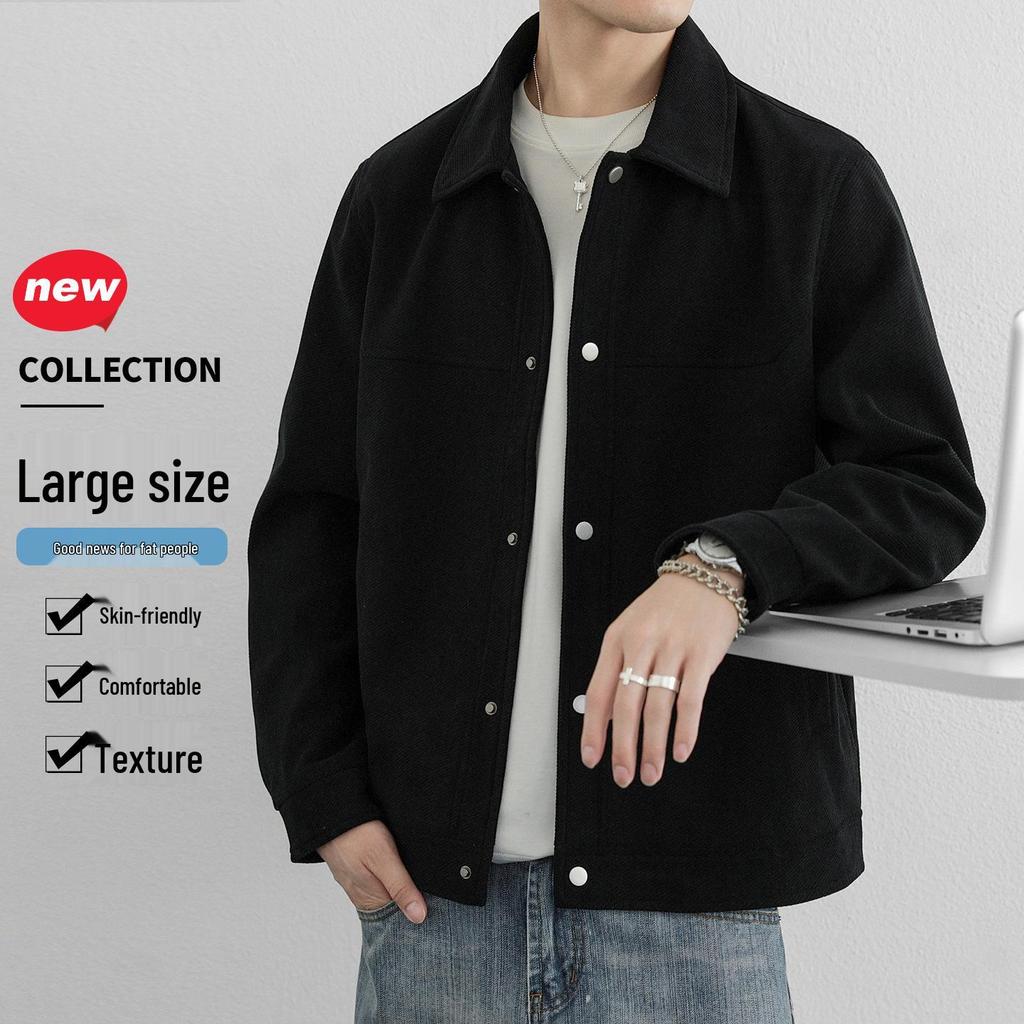 Retro Men's Lapel Jacket: Trendy, Loose-Fit, Plus Size Outerwear for Spring & Autumn