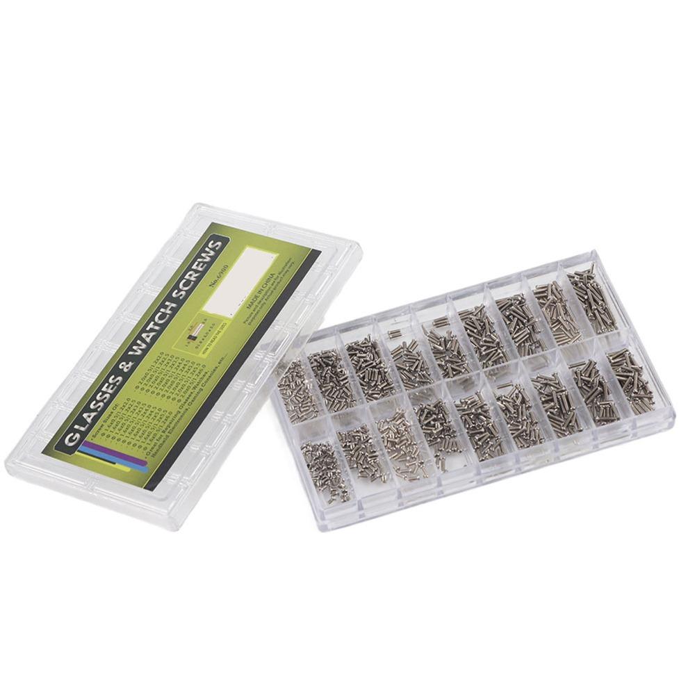 1800pcs/box Stainless Steel Mini Repair Screws Storage Case Watch Repair Kit  Eyeglass Repair