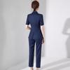 Navy Blue Short Sleeve Double-Breasted Professional Suit Set