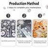 Frameless Pearl Painting Kit Cute Cat Pattern DIY 3D Bead Art Canvas Relaxing Handmade Craft for Adults Home Decor