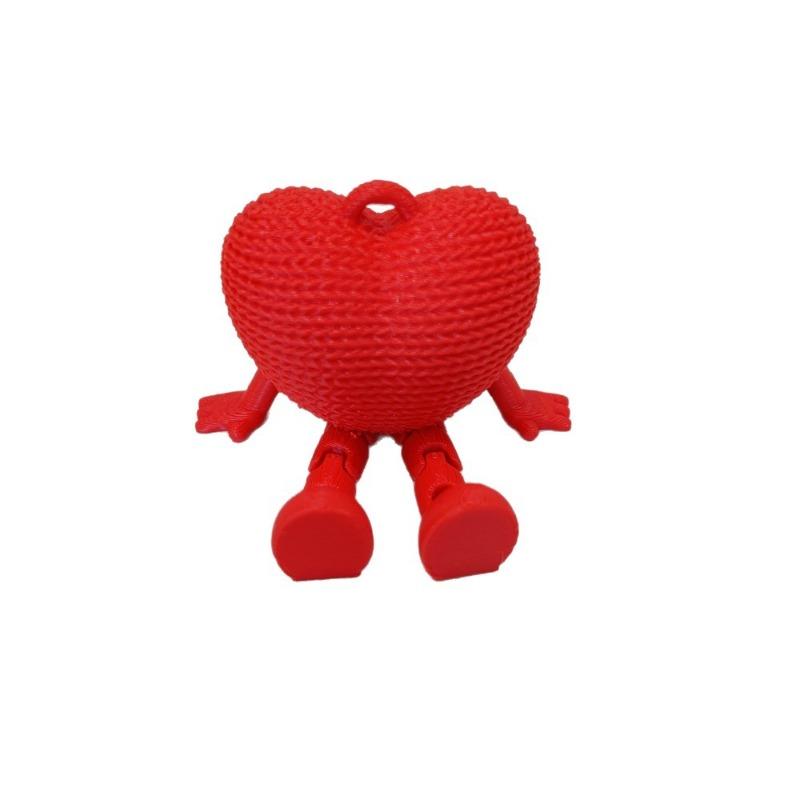 3D Printed  Articulated Love Heart Ornament Movable Joints Desktop Decor Keychain Bag Charm Valentine Gift for Her Him