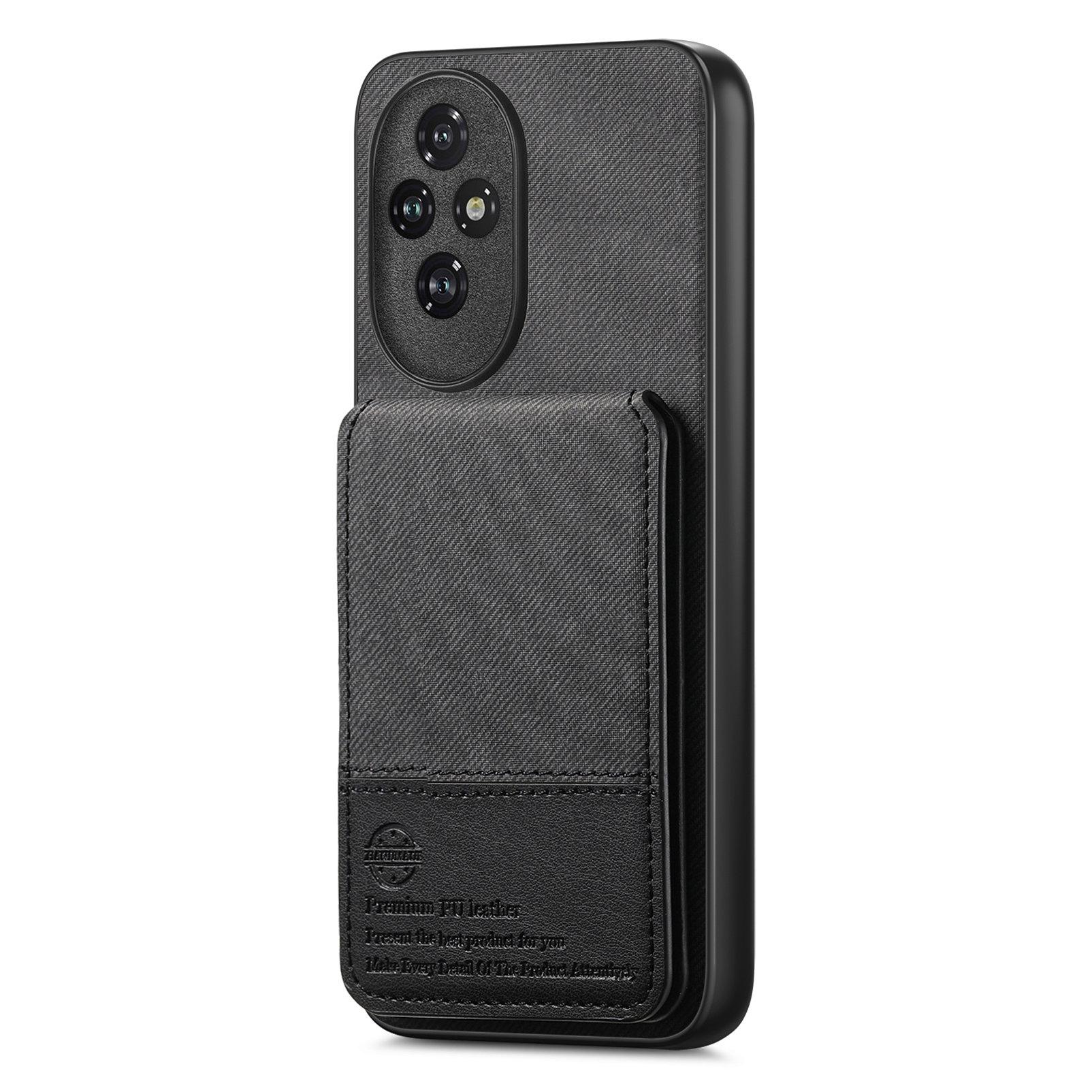

For Honor 200 5G Case Cloth Texture Leather+PC+TPU RFID Blocking Phone Cover with Card Holder Black