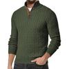 Men's Casual Sports Knit Sweater Slim Fit Button High Collar Patchwork Sweater