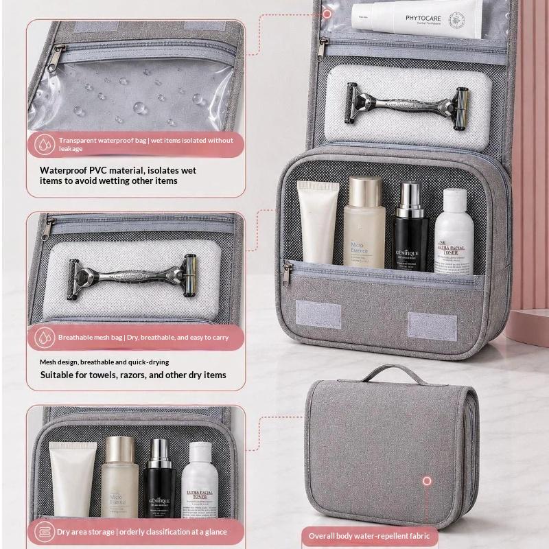 Hanging Toiletry Bag Waterproof Wet Dry Separation Large Capacity Portable Shower Storage Bag for Bathroom Camping Trips