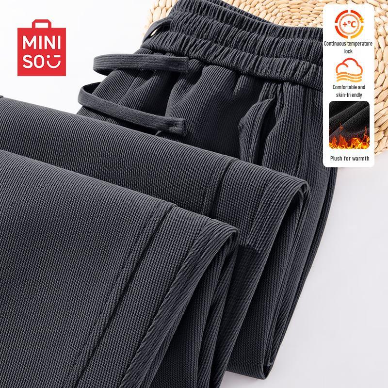 

MINISO Men s Fleece-lined Curved Leg Chenille Trousers L