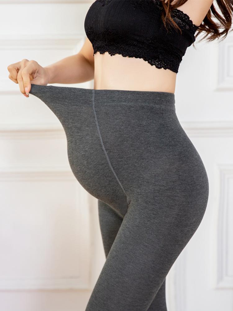 Plus Velvet Maternity Leggings: Striped, Adjustable Belly, Cotton, for Pregnant Women