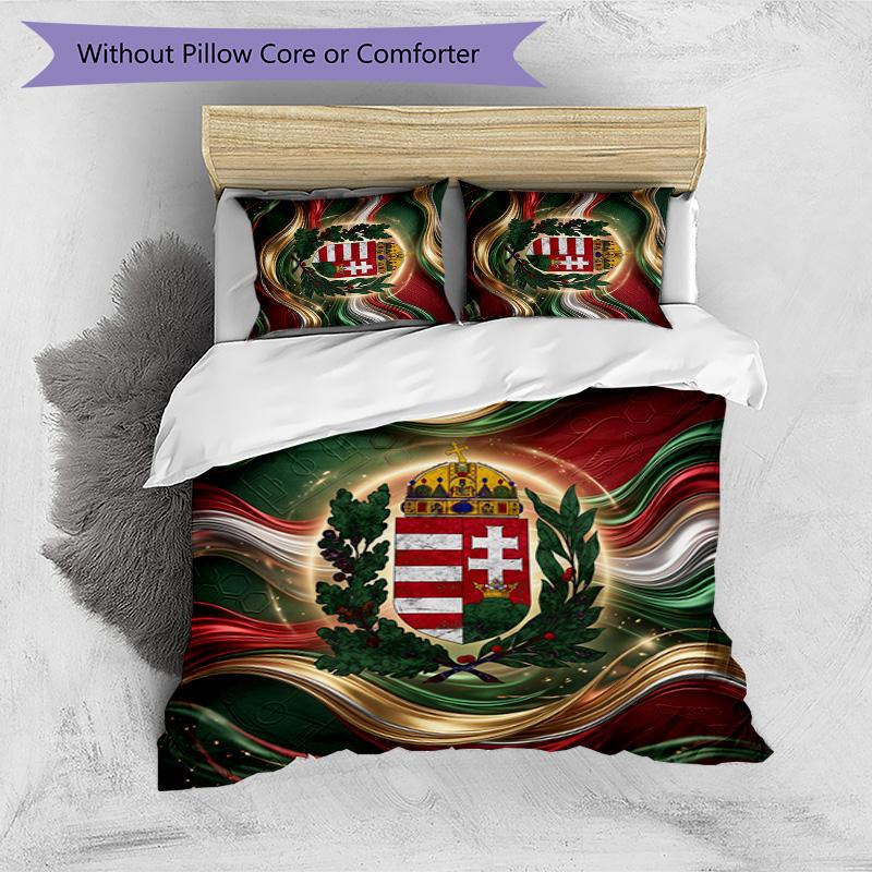 Set Biancheria da Letto Stampata Calcio Ungheria 3 Pezzi Copriletto Traspirante Accogliente come Regalo per Inaugurazione Casa o Festa