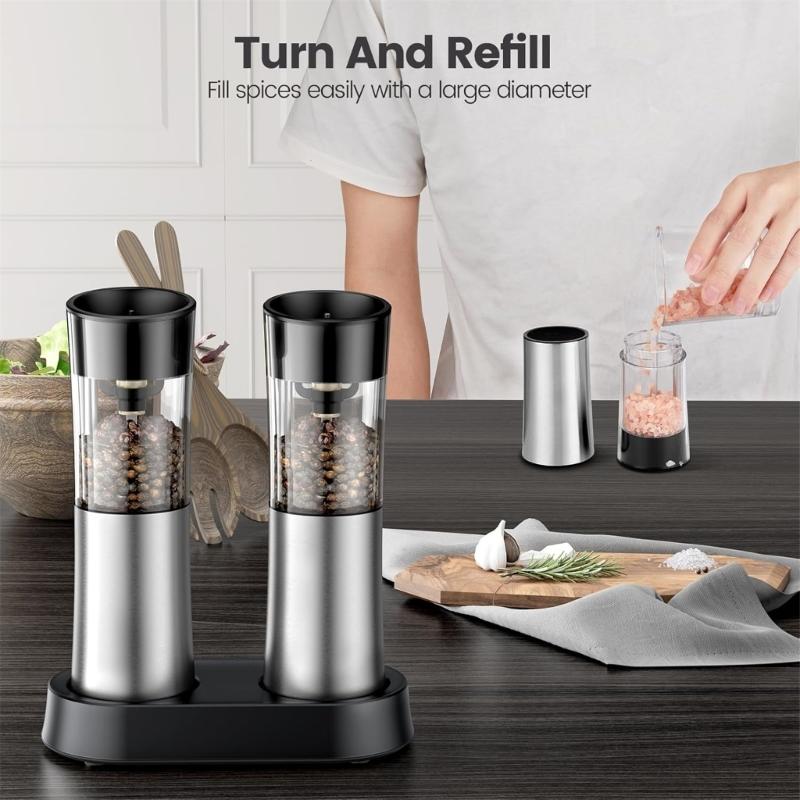Electric Peppers Mill Automatic Salt Mill Peppers Grinder USB Rechargeable Adjustable Mill Suitable for Kitchen Cooking