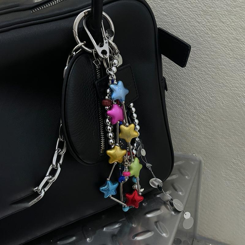 Handmade Glass Key Punk Colorful Stars Bag Pendant Handmade Retro Mashup Trendy Jewelry For Bagpack Gifts Bag Charm