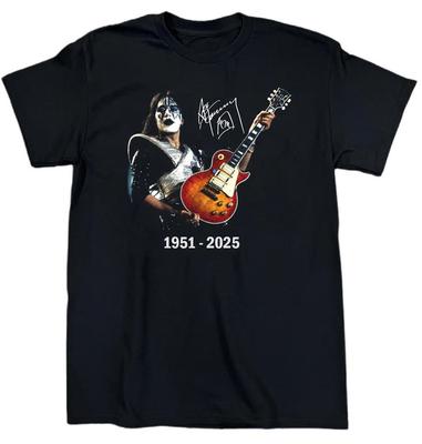 Ace Frehley Rip 1951 - 2025 Čierne tričko z ťažkej bavlny S-5XL JU790 Unisex tričko