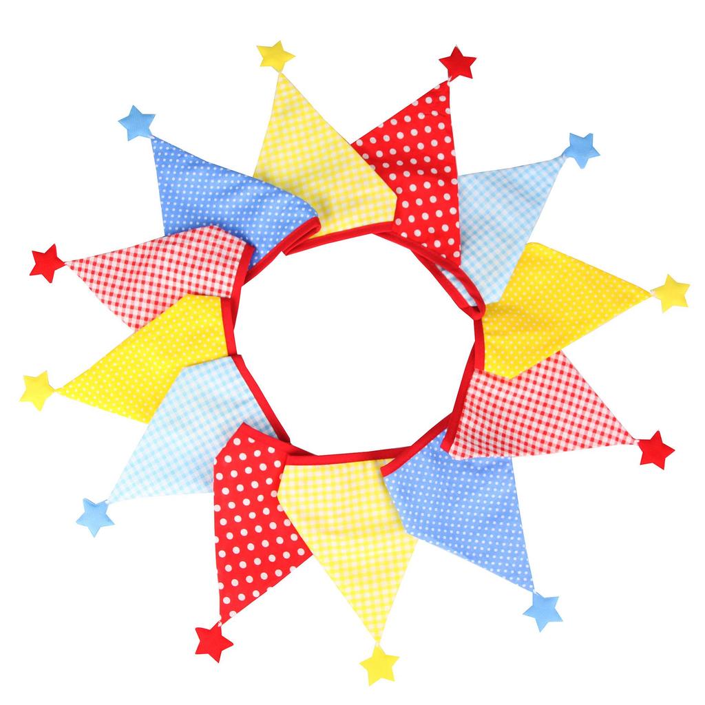 Nordic Star Cotton Triangle Flag Banner for Wedding or Kindergarten Decor