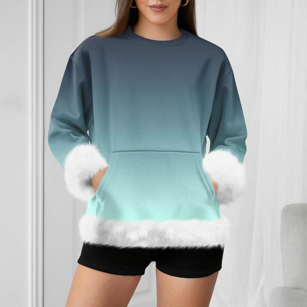 Damska codzienna bluza z długim rękawem w kolorze gradientowym