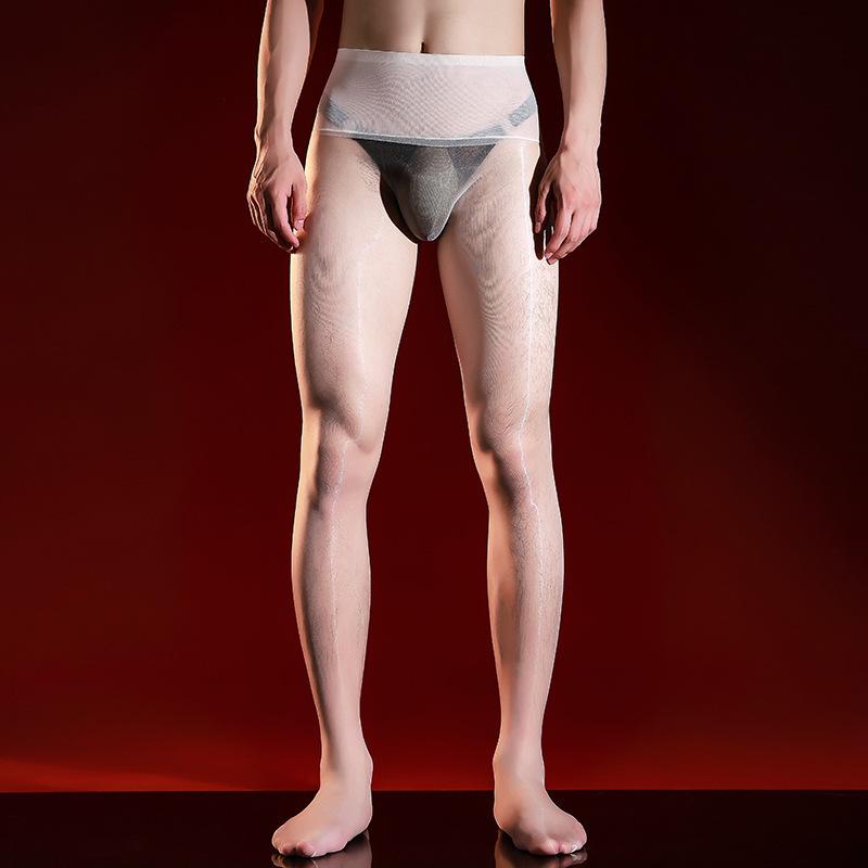 Xiyue "Gentleman" 3D Aurora Pánské Ultra-tenké Punčochové kalhoty Punčochové kalhoty Sexy Hladké Černé Hedvábné Olejové Hedvábné Hladké Olejové