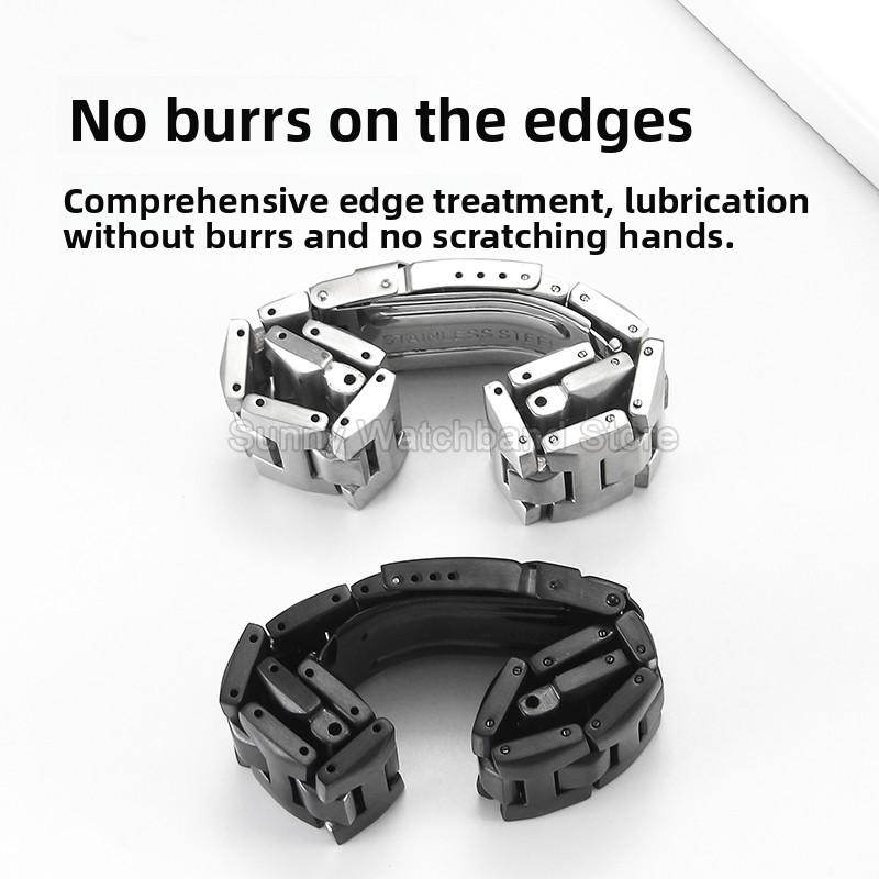 Silver Black for Swatch Bracelet 19mm Mid-Convex Style Stainless Steel 316L Watchband Easy-to-Clean Daily Wear Watch Accessories