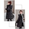 Damen Winter Schlank geschnittener Mittellanger Daunenmantel Dicke Warme Baumwoll-Pufferjacke mit Taillenraffung