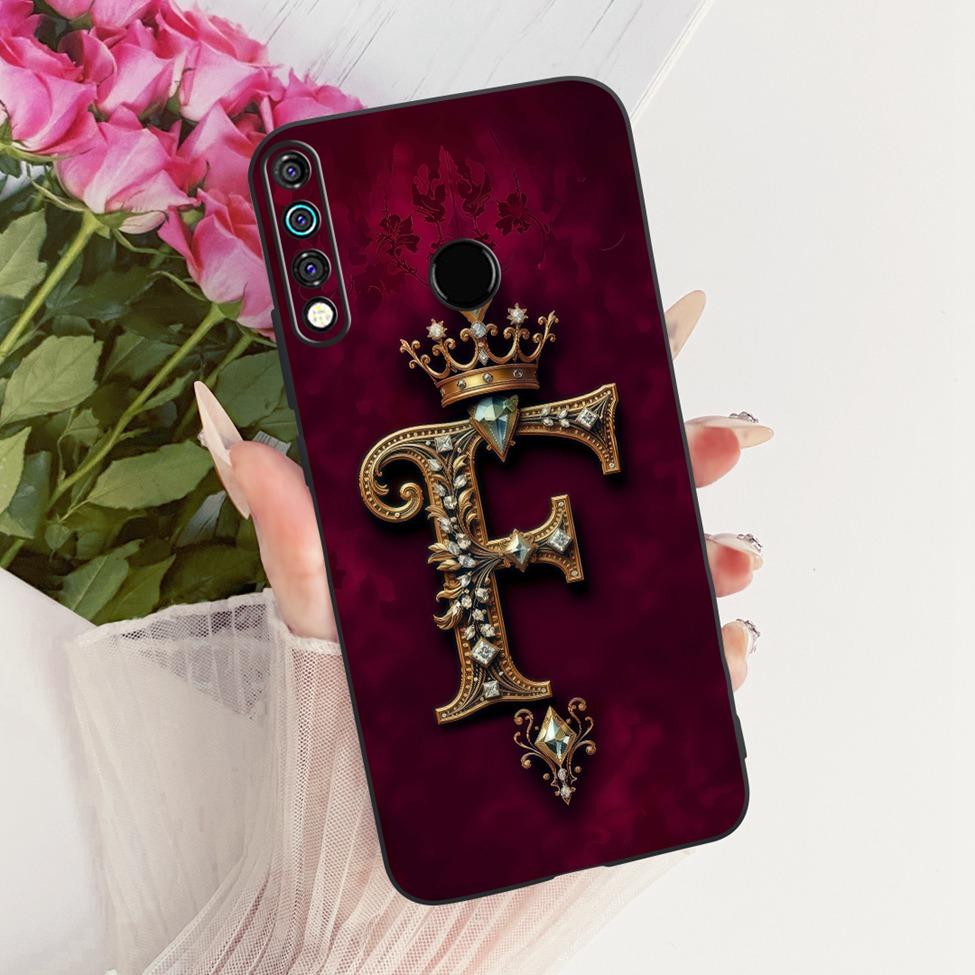 For Tecno Camon 12 CC7S Cover For Techno Camon 12 Case Silicone Luxury Crown A-Z Letters 2D Flat Pattern Soft Phone Casing
