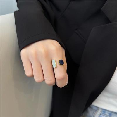 Blue Open Ring Plain Ring Female Fashion Ring Cold Style Net Red Enamel Color Hand Jewelry