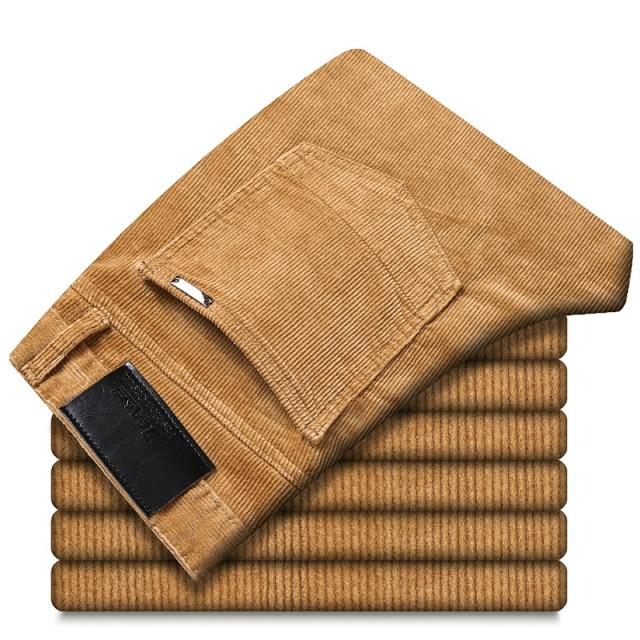Pantaloni Casual da Uomo in Velluto a Coste Spesso a 6 Colori Inverno Nuovo Stile Moda Business Elasticizzati Vestibilità Regolare Pantaloni Abbigliamento Marca Maschile