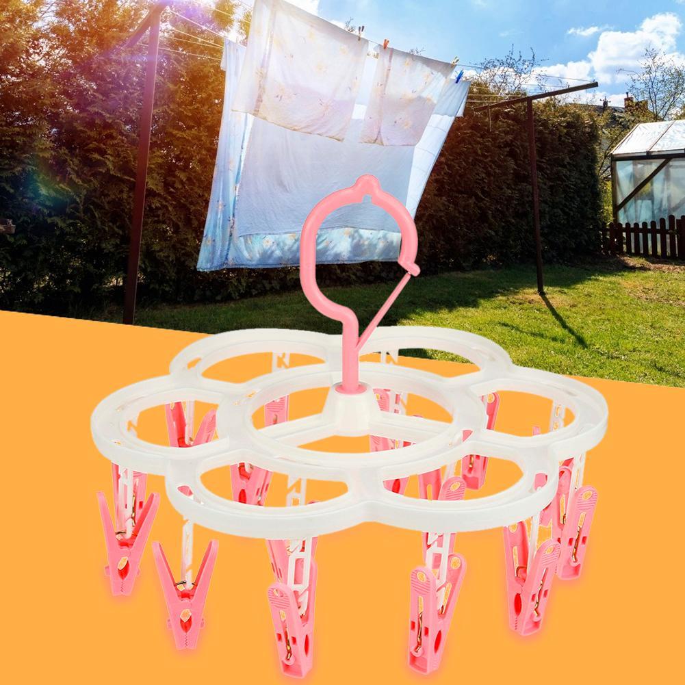 16 Klammern Faltbarer Kleiderbügel Socken Stoffbügel Winddichter Ständer Wäscheklammer Handtuch Faltbarer Bügel zum Aufhängen von Unterwäsche Lingerie