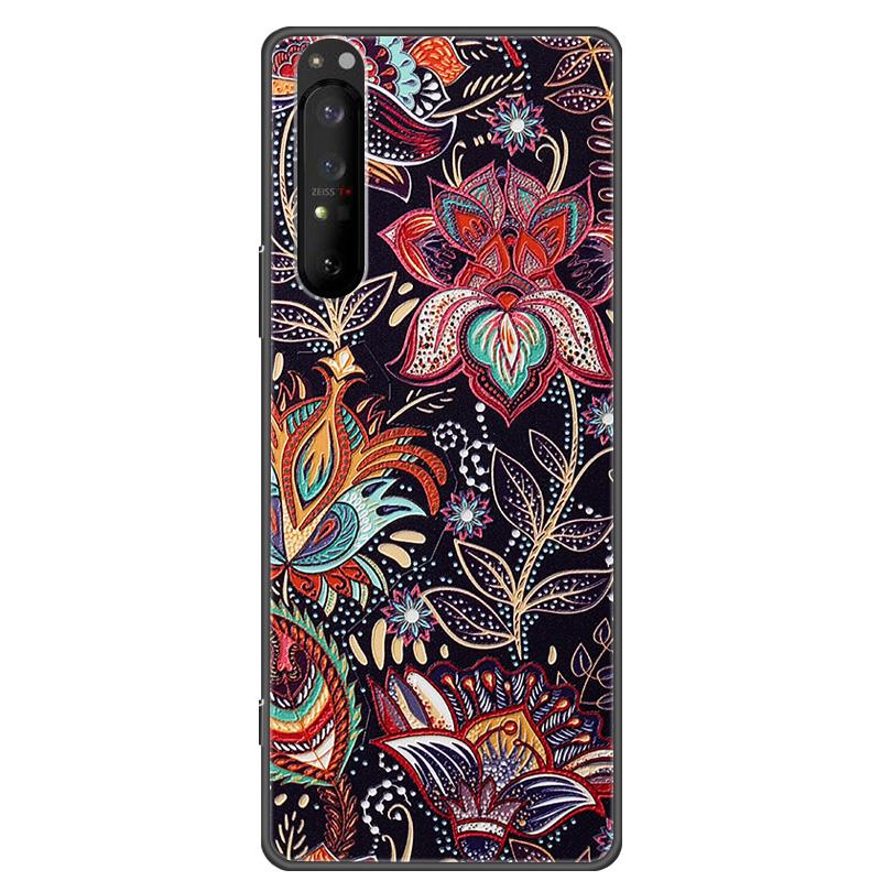 Retro 3D Case for Sony Xperia 1 5 10 II Relief EMBOSS Silicone Cover for Sony Xperia 1 5 10 III XZ4 XZ5 Bumper Shell