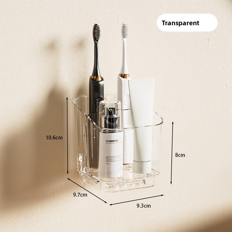 Simple Grid Toothbrush No Punching Wall Mounted Bathroom Household Storage Rack прозрачный