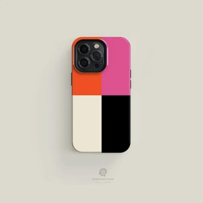 luxury Clmj quare Pink Orange Black Phone Case for iPhone 16 15 14 13 12 11 Pro Max Plus Magnetic Double-layer Back Cover iPhone 11
