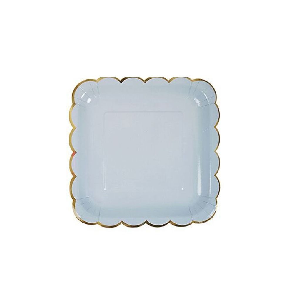 

Candy Color Disposable Tableware Cups Napkins Hot Stamping Paper Plates Baby Shower blue-23cm-10pcs square