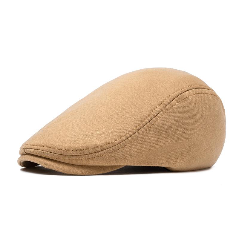 Boina masculina de outono e inverno de lã de aba leve, quente, chapéu para frente, boina britânica de topo mole, chapéu newsboy