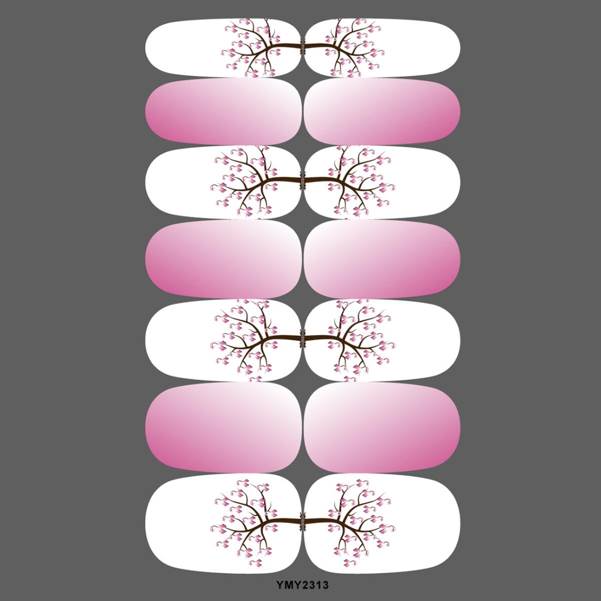 

Pink Butterfly Ribbon Waterproof Full Cover Nail Stickers (YMY2306-2317)