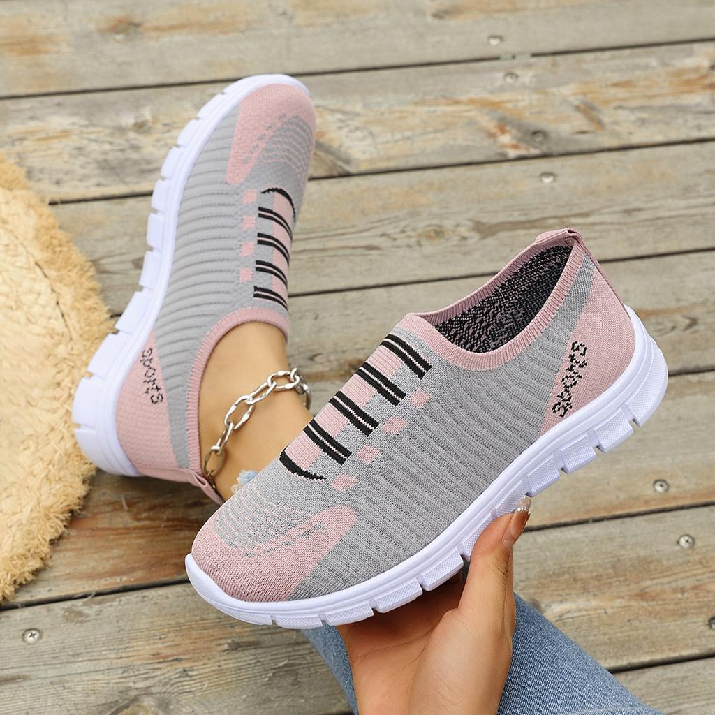 Lightweight Slip On Sneakers for Women Breathable Knit Upper Flexible Sole Casual Walking Shoes