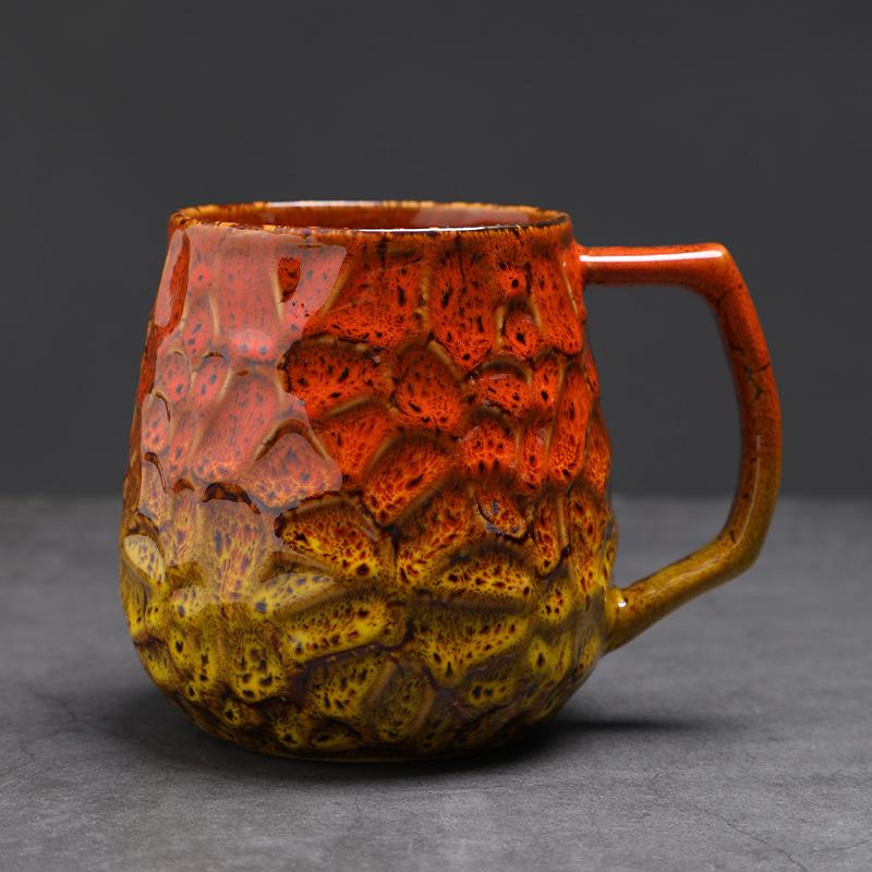 Керамическая кофейная кружка из печи, большая кружка, бытовая, высококачественная, креативная, из грубой керамики, пивная кружка, парная кружка для воды 550mL