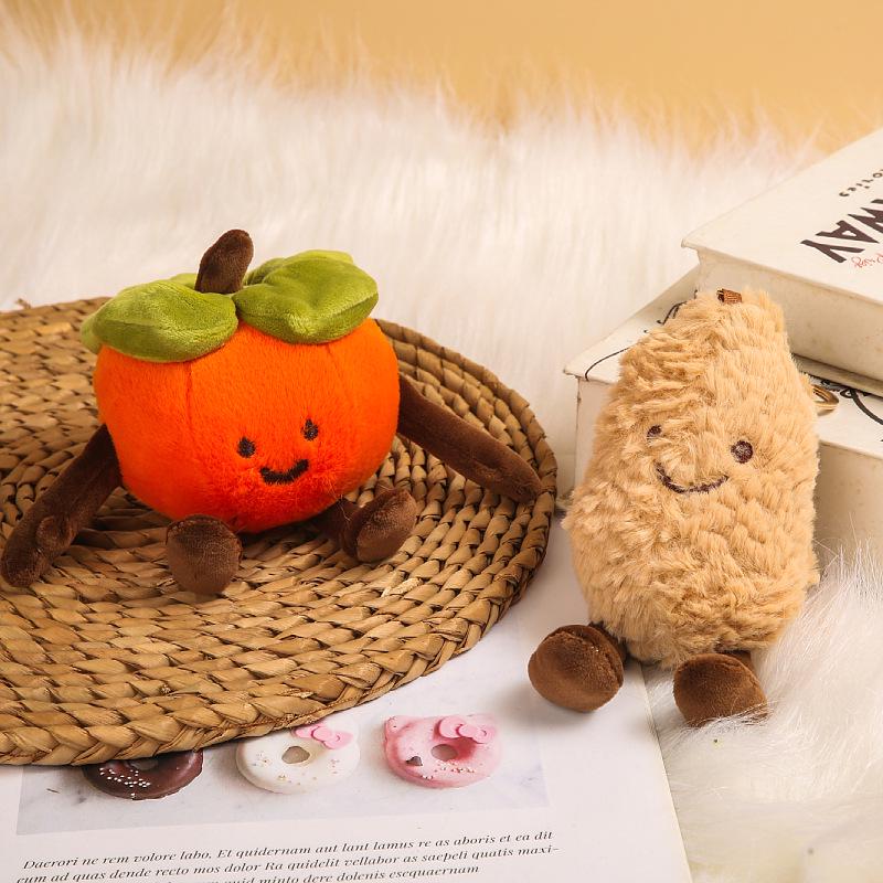 Creative Peanut Doll Plush Toy with Persimmon Pendant - Fruit Simulation Pillow