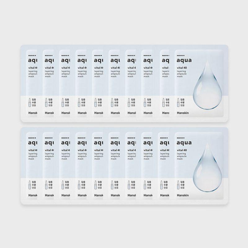 

HANSKIN Vital 40 Layering Ampoule Mask 21g x 20 Sheets (Aqua/Collagen/Propolis) Aqua 20 sheets_B0004280