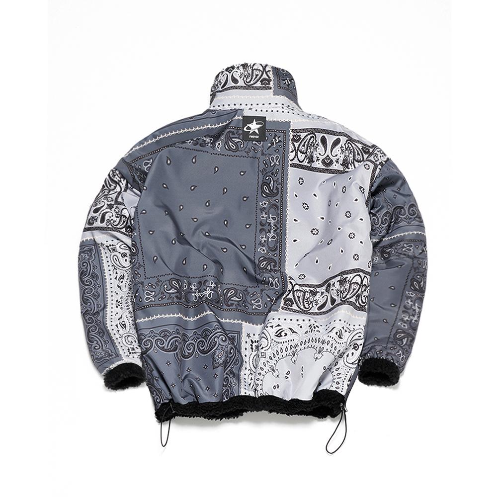 Fm91.02 Teddy Bear & Paisley Reversible Jacket Black