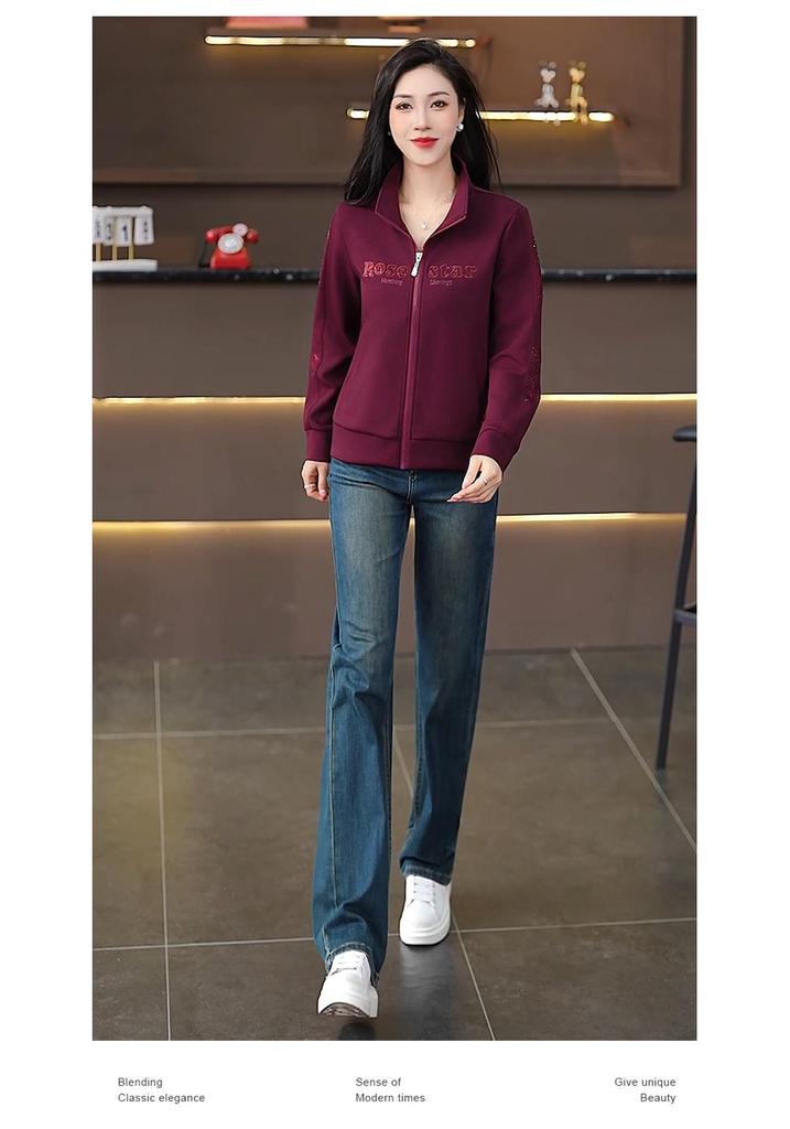 New 2026 Women's Stand Collar Hoodie: Chic, Casual, Loose-Fit Long Sleeve Jacket for Spring & Fall