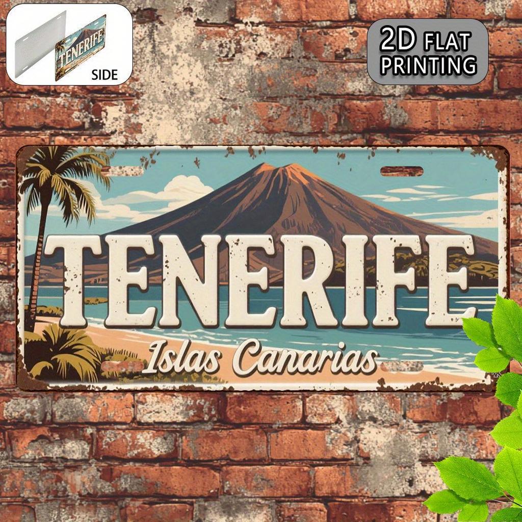D Flatpc Vintage Tenerife Aluminum Metal License Plate Decorative Signfor Decorative Use Only Travel Souvenir Gift
